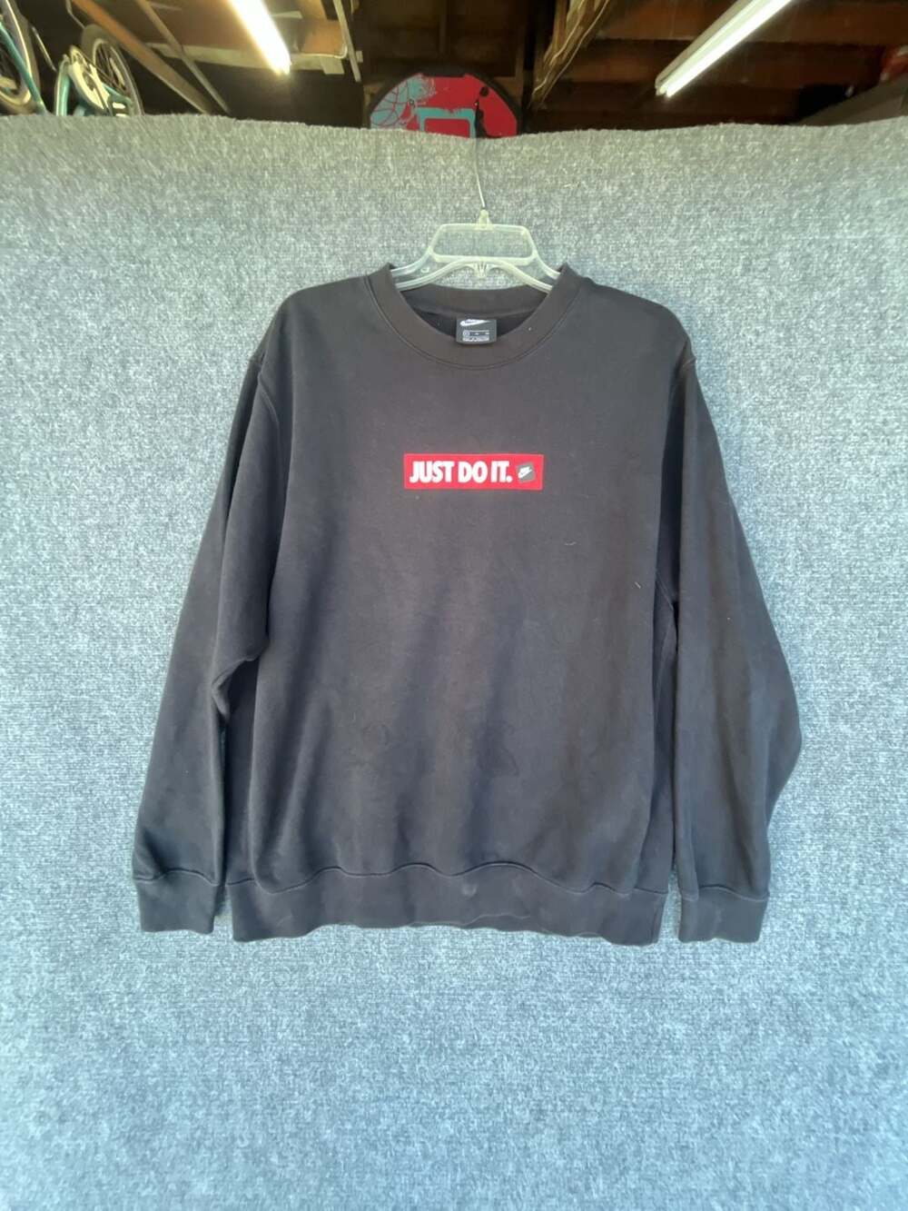 Nike Just Do It Box Logo Crewneck Sweatshirt Black Size XL